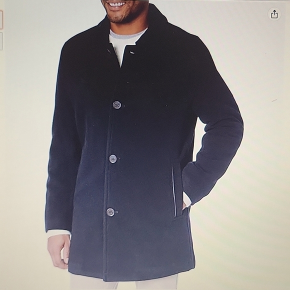 Cole Haan Signature Black mens wool plush car coat quilt lining size XL NEW…